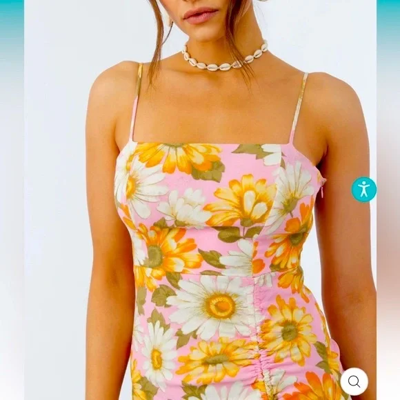 O'NEILL PINK FLORAL MIDI DRESS-XS - Picture 14 of 16